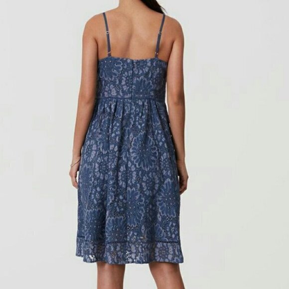 NEW LOFT Ann Taylor Blue Lace Cami Dress Size 4 - Picture 2 of 10